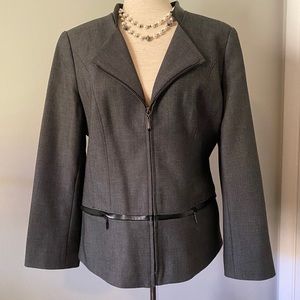 Tweed Moto Jacket with Leather Trim